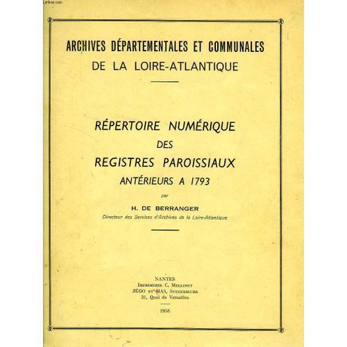 Repertoire Numerique Des Registres Paroissiaux Anterieurs A 1793 on Productcaster.