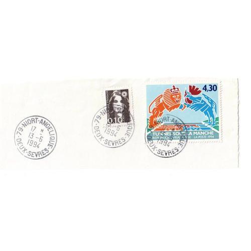 2 Timbres (Marianne - Tunnel Sous La Manche) Sur Coin D'enveloppe (... on Productcaster.