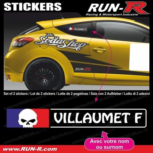 2 Stickers Nom Pilote Drift Rallye Style Tete De Mort - Lettrage Bl... on Productcaster.