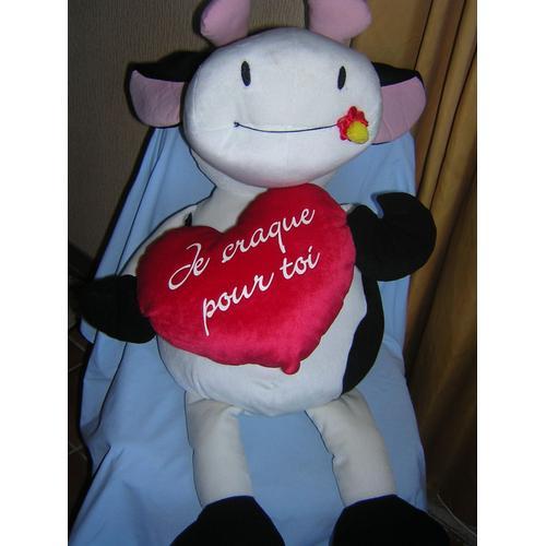 Peluche Vache Grande Taille 74 Cm Sans Les Oreilles Avec Un Coeur J... on Productcaster.