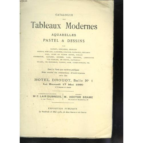 Catalogue Des Tableaux Modernes : Aquarelles, Pastel Et Dessins on Productcaster.