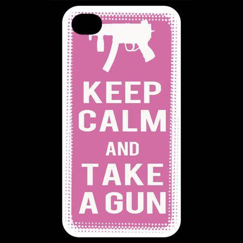 Coque Iphone 4 / Iphone 4s Keep Calm Take A Gun Rose on Productcaster.