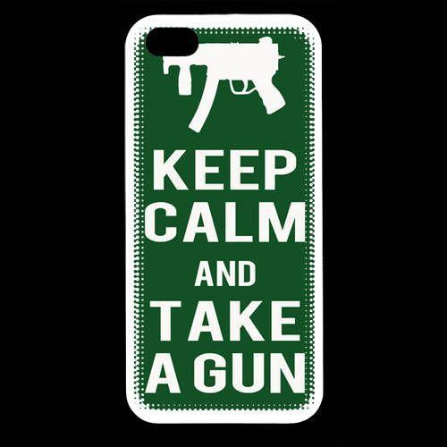 Coque Iphone 5 Keep Calm Take A Gun Vert on Productcaster.