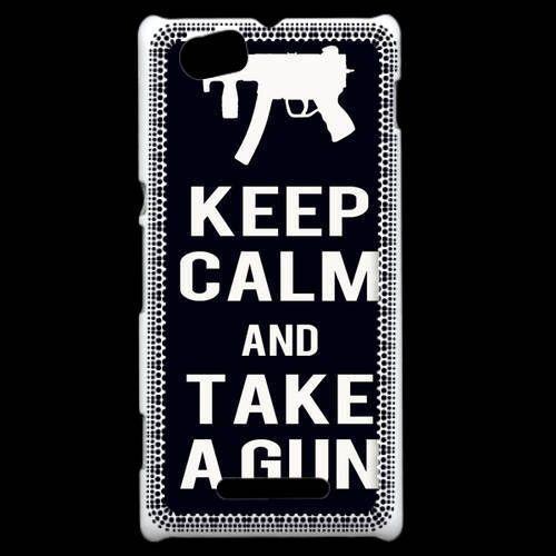 Coque Sony Xperia M Keep Calm Take A Gun Noir on Productcaster.