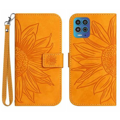 Étui Pour Motorola Moto G100 Cuir Pu De Luxe Tournesol Gaufré Avec ... on Productcaster.