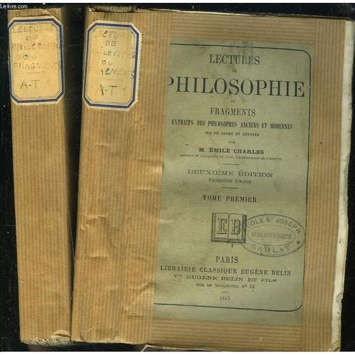 Lectures De Philosophie Ou Fragments Extraits De Philosophes Ancien... on Productcaster.