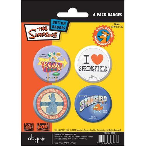 Simpsons - Pack De 4 Badges - Springfield on Productcaster.