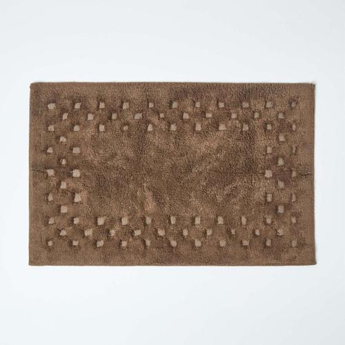 Tapis de bain piqué de carreaux 45 x 75 cm coloris chocolat on Productcaster.