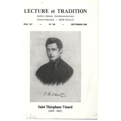 Lecture Et Tradition N° 139 De Septembre 1988 - Saint Théophane Vé... on Productcaster.