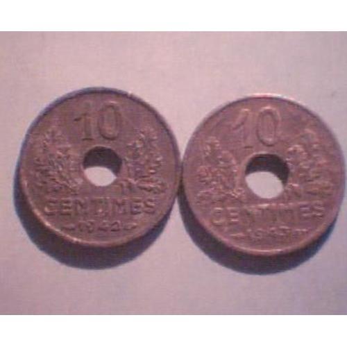 Lot 2 Pieces 10 Centimes 1942-1943 on Productcaster.