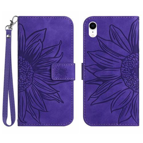 Étui Pour Iphone Xr Cuir Pu De Luxe Sangle Courte Tournesol Gaufré ... on Productcaster.