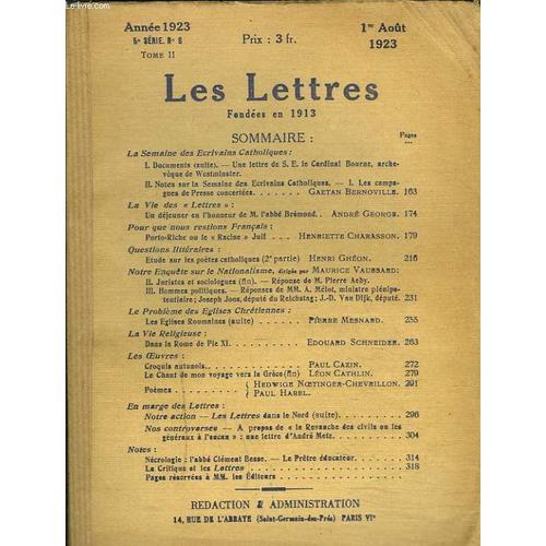 Les Lettres N°8, 5e Serie, Tome Ii, 1er Août 1923. Dejeuner En L'ho... on Productcaster.