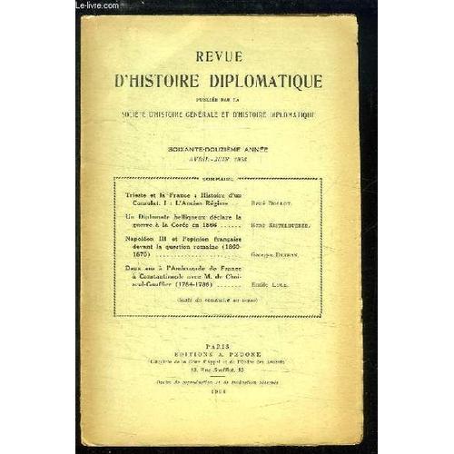 Revue D'histoire Diplomatique 72ème Année, Avril - Juin 1958 : Trie... on Productcaster.