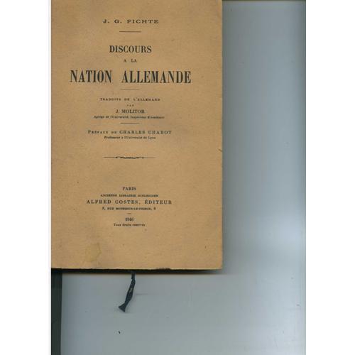 Discours À La Nation Allemande, Par J.G. Fichte. Traduit De L'allem... on Productcaster.