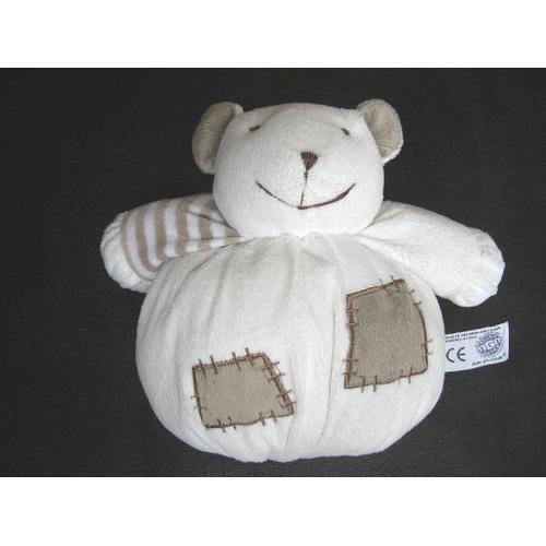 Doudou Avec Grelot Ours Boule Blanc Et Beige - Mgm Dodo D'amour on Productcaster.