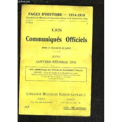 Pages D'histoire 1914-1916 - Les Communiques Officiels Depuis La De... on Productcaster.