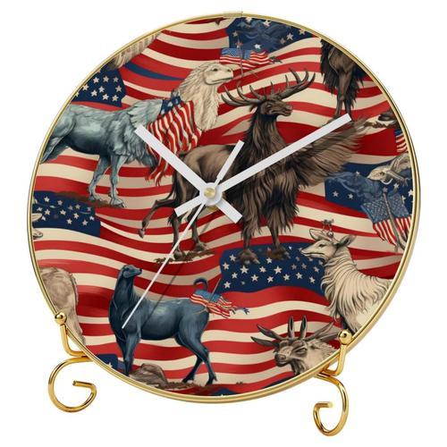 Horloge murale élégante de style animal avec drapeau, montre modern... on Productcaster.