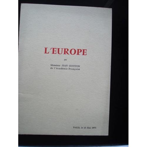 L'europe - Discours De Jean Guitton - 1973 on Productcaster.