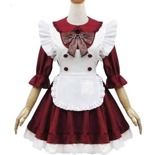 Robe Maid Manches Courtes Tablier Noeud Serre-Tête Boutons Rouge Bo... on Productcaster.