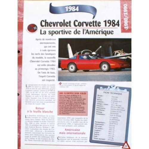 Fiche Technique Recto Verso Chevrolet Corvette 1984 on Productcaster.