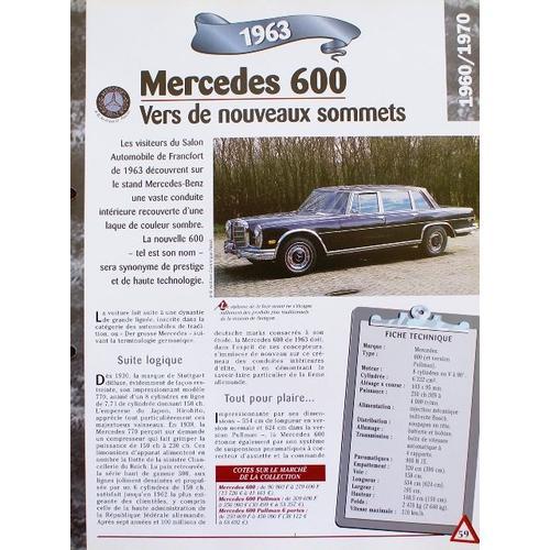 Fiche Technique Recto Verso Mercedes 600 1963 on Productcaster.