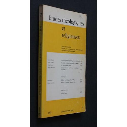 Etudes Théologiques Et Religieuses N°2 Année 1973 on Productcaster.