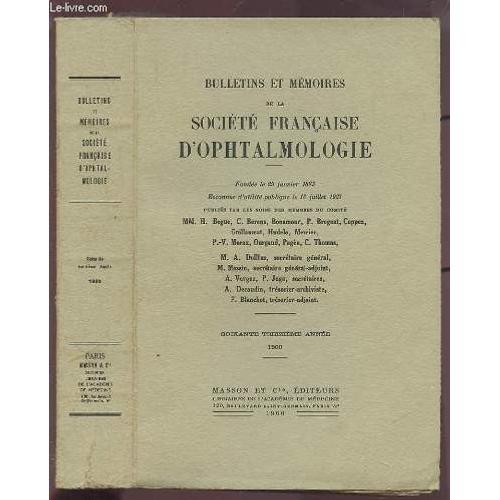 Bulletins Et Memoires De La Societe Francaise D'ophtalmologie - 196... on Productcaster.