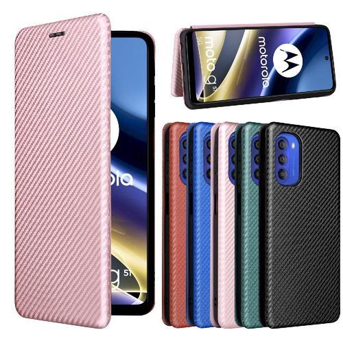 Étui Pour Motorola Moto G51 Coque En Cuir Folio Flip Fibre De Carbo... on Productcaster.