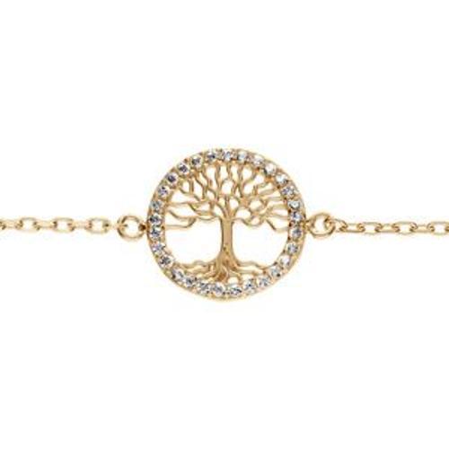 Bracelet Plaqué Or Arbre De Vie Contour Oxydes Blancs Sertis 16+4cm on Productcaster.