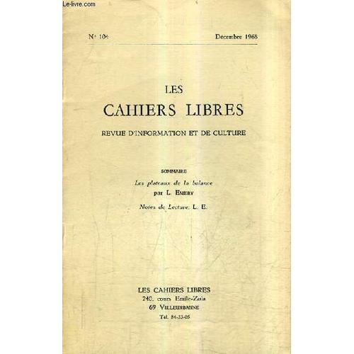 Les Cahiers Libres Revue D'information Et De Culture N°104 Decembre... on Productcaster.