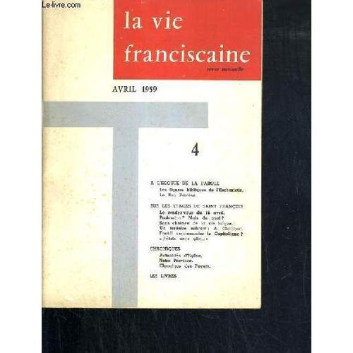 La Vie Franciscaine - Avril 1959 on Productcaster.