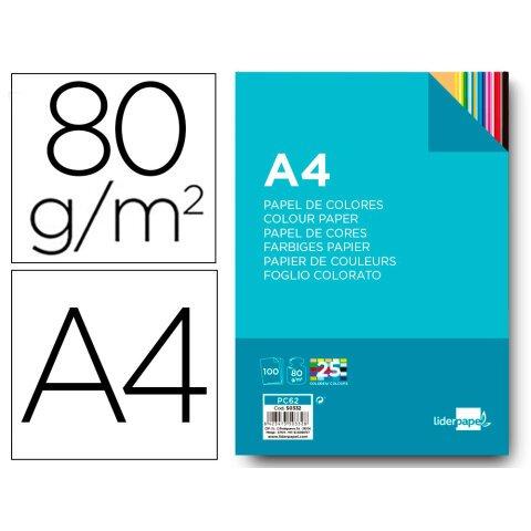 Lot de 2 - Papel color liderpapel a4 80gr 25 colores surtidos paquete de 100 hojas - Papel Color en Bruneau.es on Productcaster.