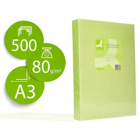 Papel color q-connect din a3 80gr verde neon paquete de 500 hojas - Papel Color en Bruneau.es on Productcaster.