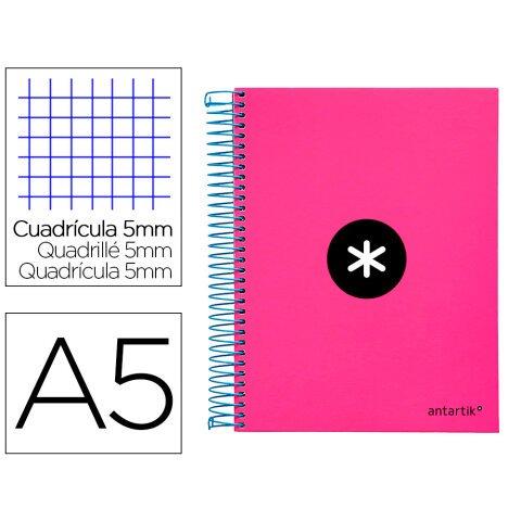 Cuaderno espiral liderpapel a5 micro antartik tapa forrada120h 100 gr cuadro 5mm 5 bandas 6 taladros color rosa - Blocs en Bruneau.es on Productcaster.