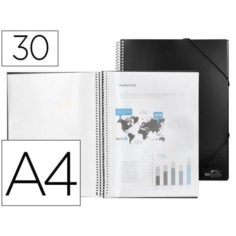 Lot de 2 - Carpeta liderpapel escaparate con espiral 30 fundas polipropileno din a4 negro - Protegedocumentos estándar en Bruneau.es on Productcaster.