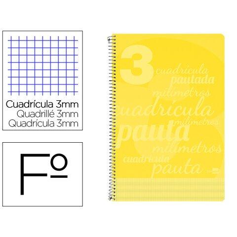 Lot de 5 - Cuaderno espiral liderpapel folio pautaguia tapa plastico 80h 75gr cuadro pautado 3mm con margen color amarillo - Blocs en Bruneau.es on Productcaster.