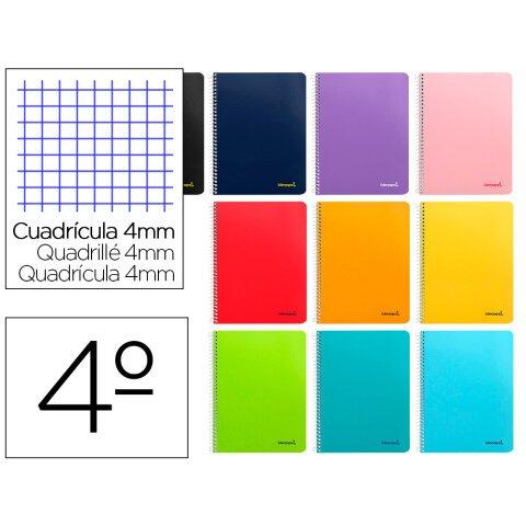 Lot de 20 - Cuaderno espiral liderpapel cuarto smart tapa blanda 40h 60gr cuadro 4mm con margen colores surtidos - Blocs en Bruneau.es on Productcaster.