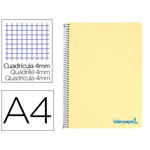 Lot de 5 - Cuaderno espiral liderpapel a4 wonder tapa plastico 80h 90gr cuadro 4mm con margen color amarillo - Blocs en Bruneau.es on Productcaster.