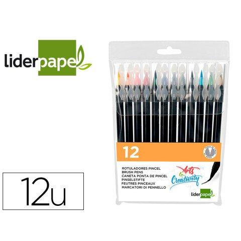 Lot de 2 - Rotulador liderpapel punta pincel extra suave estuche 12 unidades colores surtidos - Rotuladores para niños en Bruneau.es on Productcaster.