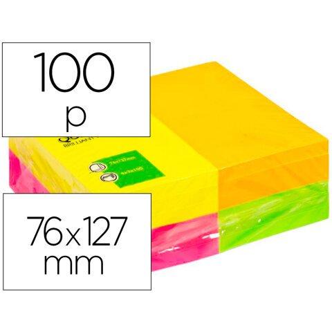 Bloc de notas adhesivas quita y pon q-connect 127x76 mm con 100hojas fluorescentes pack de 12 -surtidas en 4 colores - Notas lisas en Bruneau.es on Productcaster.