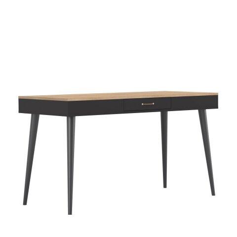 Bureau Horizon chêne clair 134 x 59 cm piètement bois massif noir avec tiroir on Productcaster.