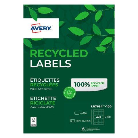 Adresetiketten laser gerecycleerd 45,7 x 25,4 mm Avery LR7654 wit - doos van 4000 - Adresetiketten - Bruneau on Productcaster.