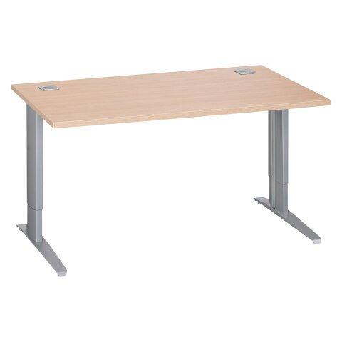 Mesa recta 140 cm roble claro regulable en altura patas metálicas aluminio Excellens - Mesas Excellens Metal Plus en Bruneau.es on Productcaster.