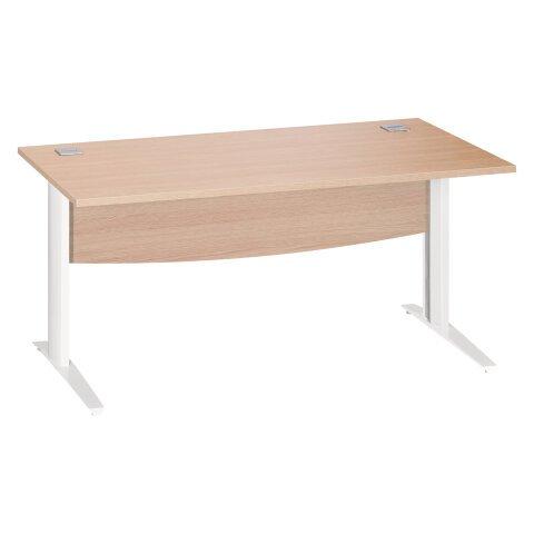 Bureau droit Excellens L 160 cm piètement '' L'' métal blanc avec voile de fond - - Bruneau on Productcaster.