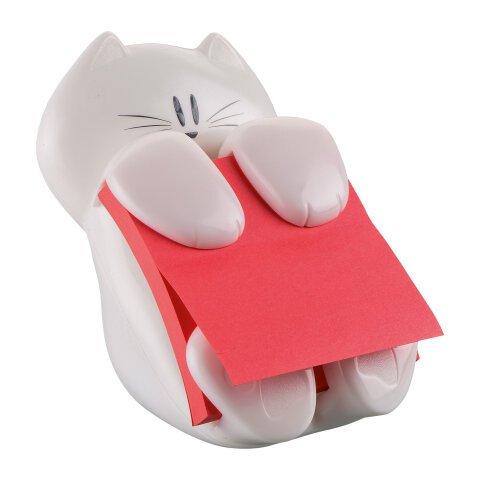 Dispenser Post-it Gatto Bianco + Post-it Super Sticky Rosso rubino 76 x 76 mm - Foglietti Post-it Super Sticky - Bruneau | Foglietti Post-it Super  on Productcaster.