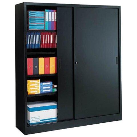 Armario de oficina metálico desmontable Gran volumen Alt. 200 x An.180 cm Negro Puerta corredera - Armarios metálicos en Bruneau.es on Productcaster.