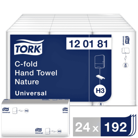 Handdoek Tork H3 c-vouw universal 1-laags naturel 120181 - Verdelers & navullingen - Bruneau on Productcaster.