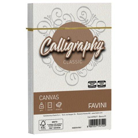 Set di 2 - Busta Calligraphy Canvas - 120 x 180 mm - 100 gr - bianco 01 - Favini - conf. 25 pezzi - - Bruneau | Carta pergamena e a tema Favini on Productcaster.