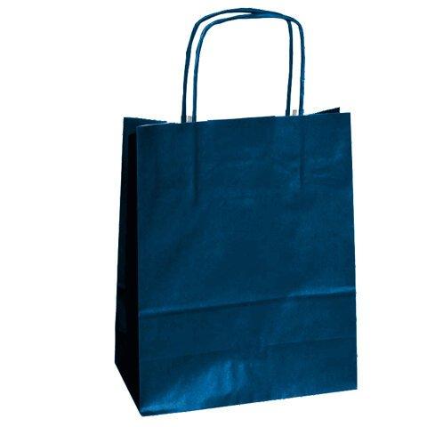 Shopper Twisted - maniglie cordino - 18 x 8 x 24 cm - carta kraft - blu - Mainetti Bags - conf. 25 pezzi Mainetti on Productcaster.