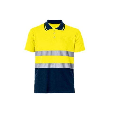 Polo alta visibilidad bicolor algodón/poliéster manga corta talla L - Azul marino - Ropa de trabajo y personalizada en Bruneau.es on Productcaster.